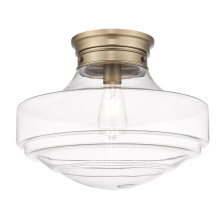 Golden 0508-LSF MBS-CLR - Golden Lighting Ingalls 1-light 16in Semi-Flush Mount in Modern Brass and Clear Glass
